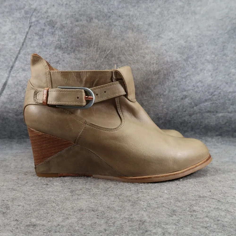 J Shoes Womens 10 Wedge Booties Fashion Leather Classic Tania Zip Buckle Strap